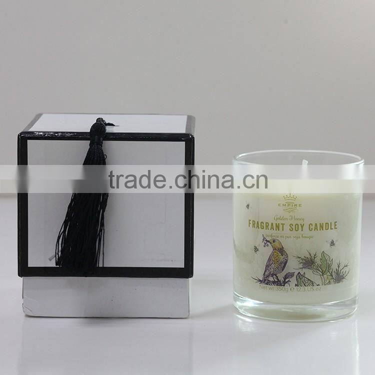 black glass candle jar,black candle holder with color ribbon