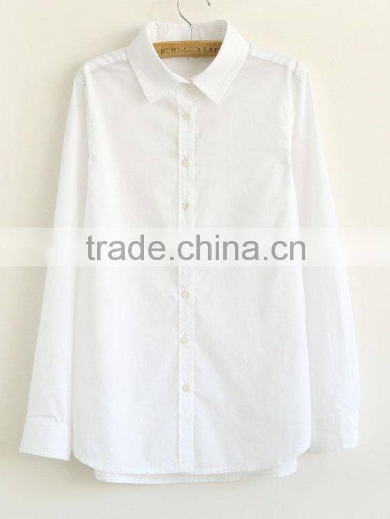 ladies cotton simple top shirt nude color long sleeve blouse