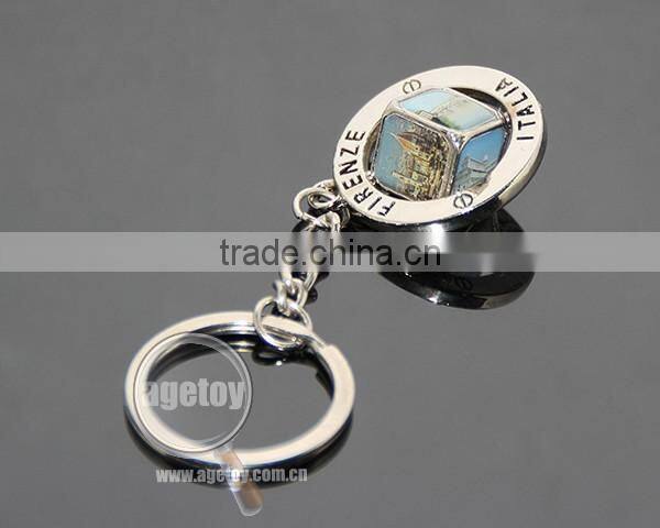 Italy Firenze Souvenirs Customized Spinning Scenery Dice Rotate Metal Revolve Dice Key Ring