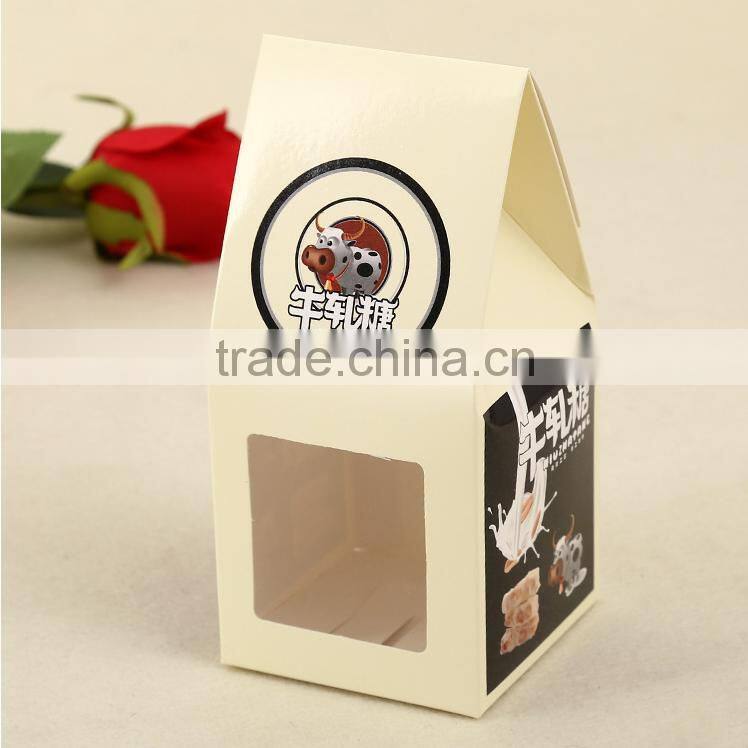 Custom Logo Printing Lovely Design Folding Foldable Kraft Takeaway Packaging Paper Bread Cake Food Box with PVC Window