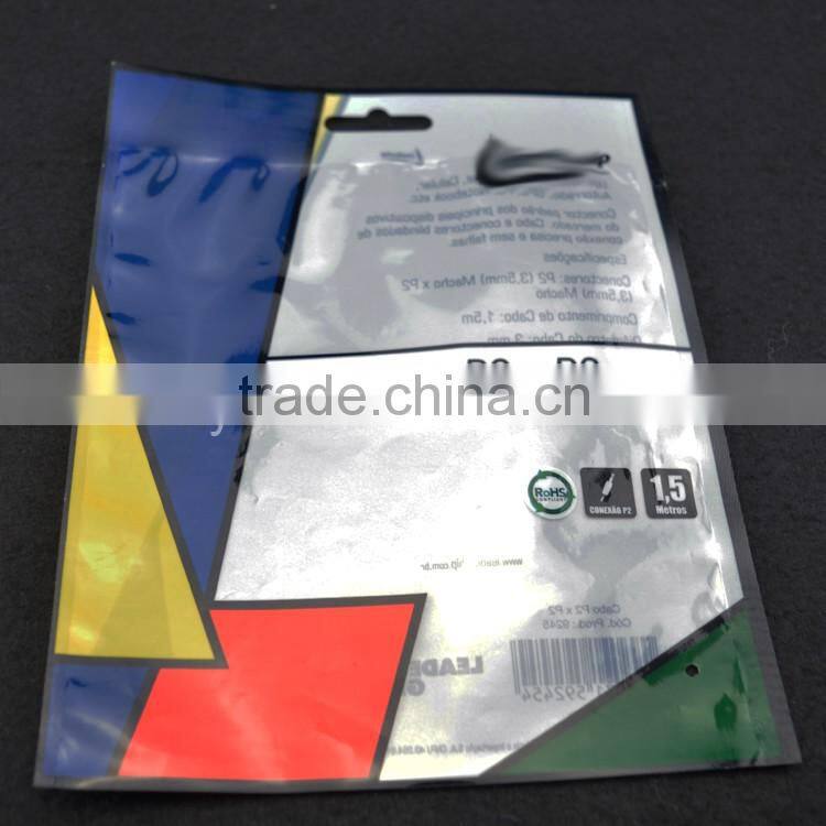 grocery packing PET+PE colorful printing lamination 3 side seal header bag wholesale price