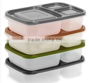 BPA free Food Grade Lunch Box with Cover Bento Box with 3 compartments