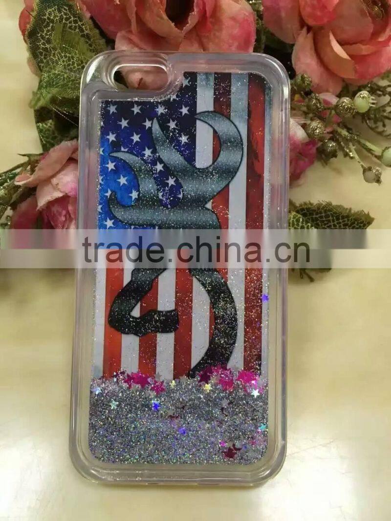 USA UK Flag Liquid Glitter Stars Bling Moving Latest Design TPU Case Cover For iPhone & Samsung