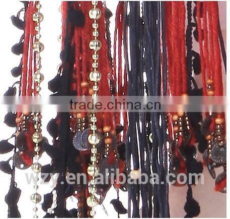 Black Wool Fabric and Red Rope Tassel Tribal Belly Dance costume