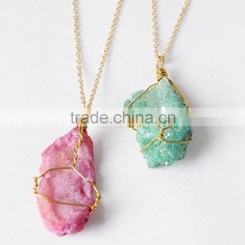 Marble Stone Lock Pendent Necklace