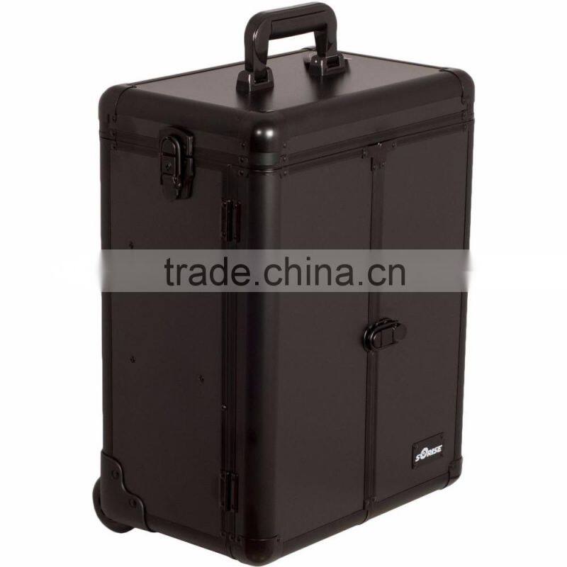 Aluminum Rolling Makeup Cosmetic Case with 2 Drawers