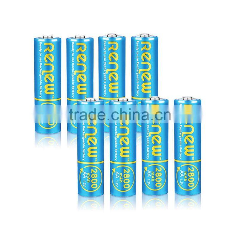 RENEW brand NiMH AA 2800mAh Ready-To-Use AA Rechargeable Batteries 8Pack