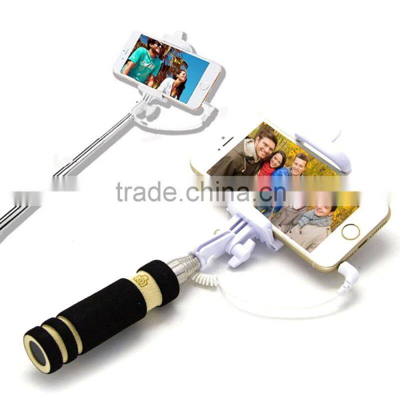SMALL Wired Handheld Battery Free Extended Monopod Selfie Portrait Taker for iPhones, Samsungs, and smartphones