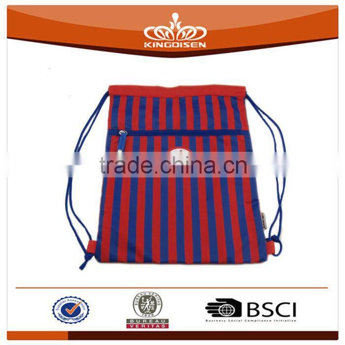 2015 recyclable used stripe drawstring bag