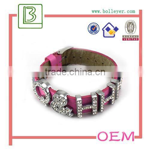 metal letter leather wrist bracelet