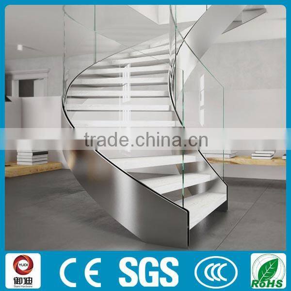 Curved stainless steel beam stairs for indoor