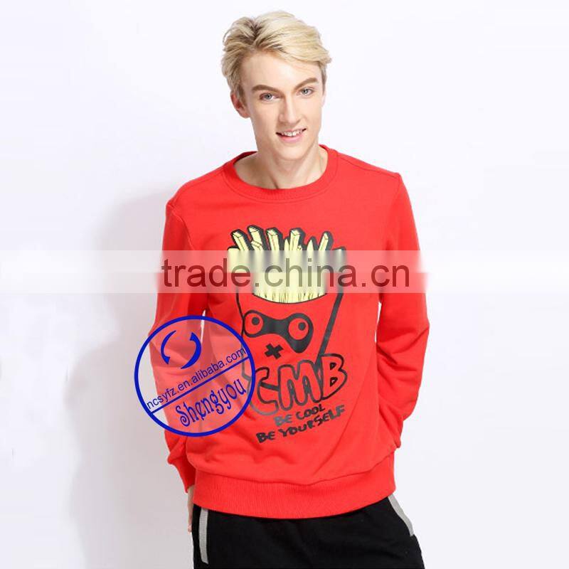 Wholesale custom 100 polyester mens pullover sweatshirt with printing