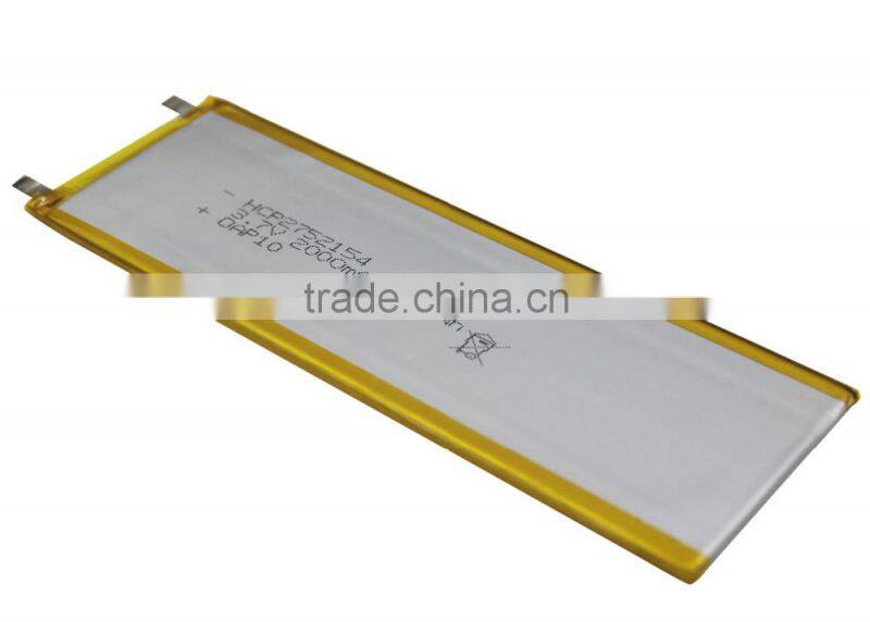 High capacity li polymer rechargeable 3.7v 2000mah battery for power bank charger