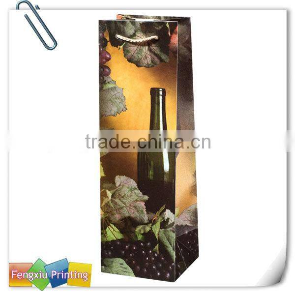 Decorative Paper Wine Bottle Bags with Handles