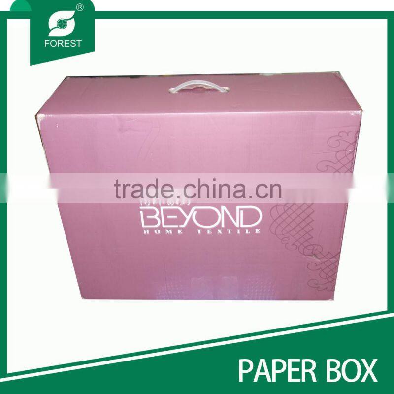 HANDLE CARTON FOR HOME TEXTILE WITH MATT LAMINATION SURFACE
