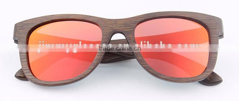 Fashion Designer Brown Stained Bamboo Sunglasses Red Mirror Polarized Oken Glases Eyewear