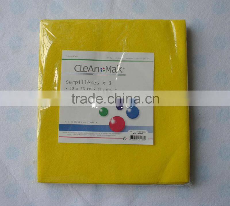 Needle punched nonwoven fabric yellow color viscose floor cleaning cloth