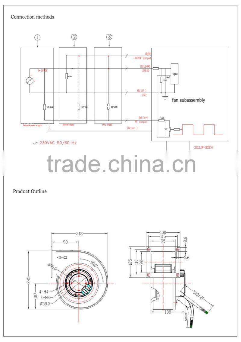 Tailerd and Tested for you! PSC Centrifugal Fan ecac single inlet blower: 245*218*138mm with CE and Erp 2015