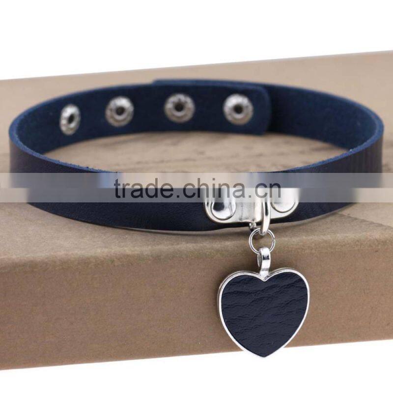Wholesale anime rock Harajuku punk gothic heart necklace pendant leather necklace leather collar choker necklace bracelet