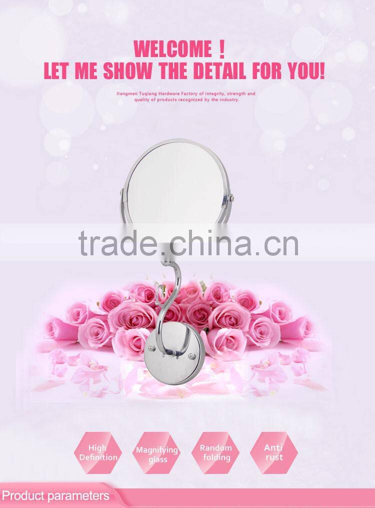 Chrome free standing round makeup cosmetic mirror