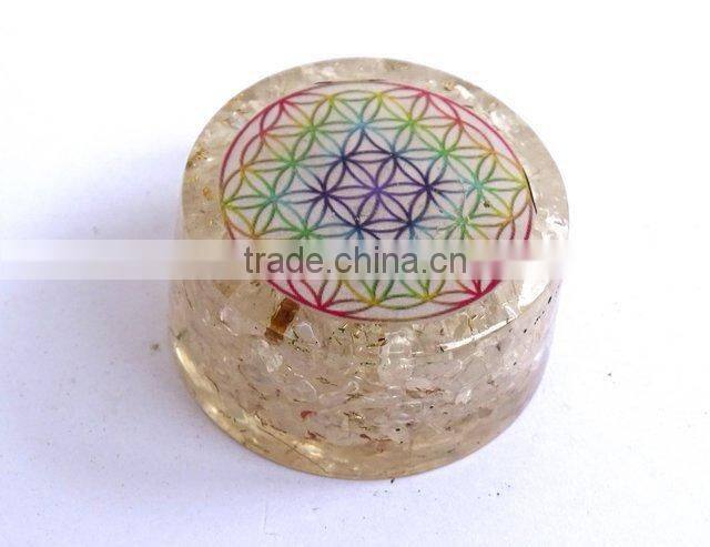 Crystal Quartz Chakra Flower Of Life Orgonite Energy Tower Buster