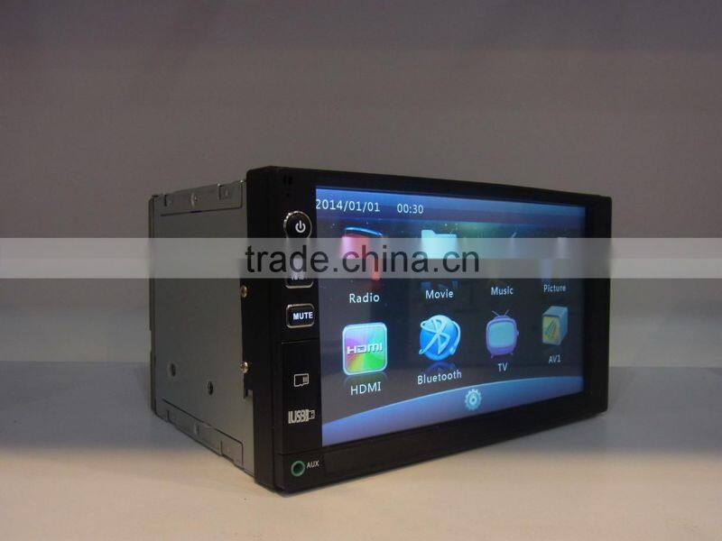 7inch double din car mp5 with USB/SD/Radio/AUX/Bluetooth functions and 1080P multimedia
