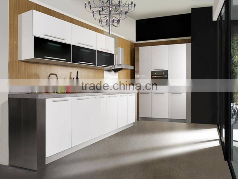 prefabricated/lastest/colour/ cheapest MDF faced in PVC membrane kitchen cabinets