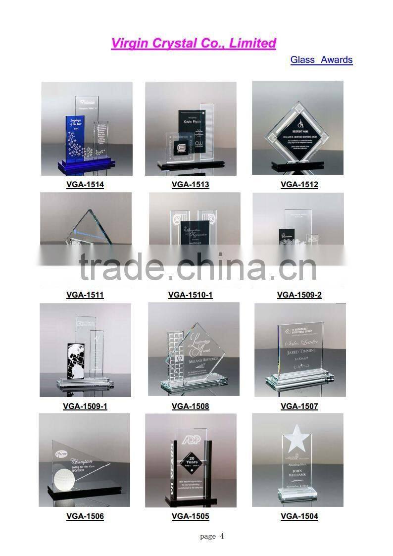 Novelty glass trophy plaque with your logo for club award