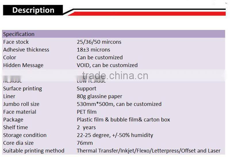 Tamper resistant VOID OPENED labels