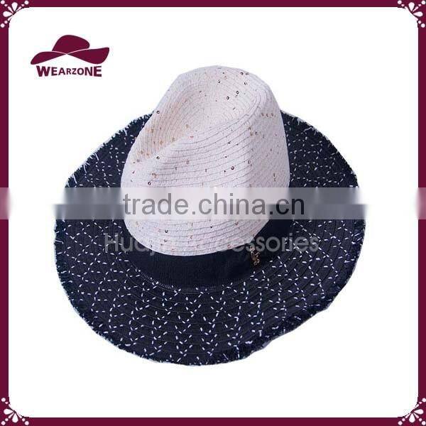 Women Straw Hat for Sale Panama Fashion Wide Brim Straw Hat Two Tone Color Panama Hat