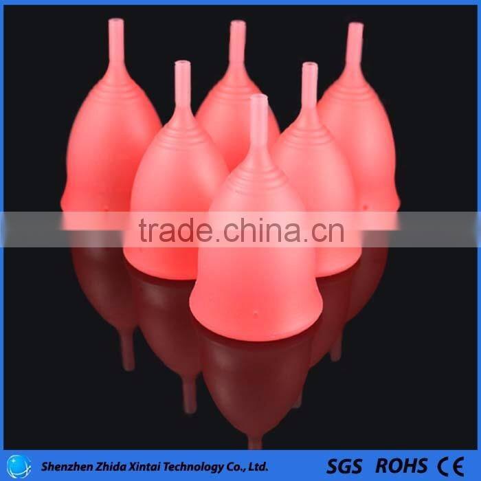 Soft lady silicone menstrual cup, colorful period cup