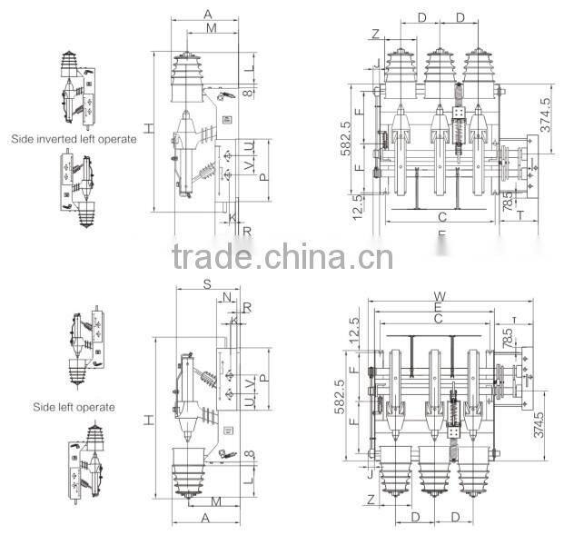 12kv FKN12-12RD series indoor high voltage air blast type load break switch with fuse combination apparatus