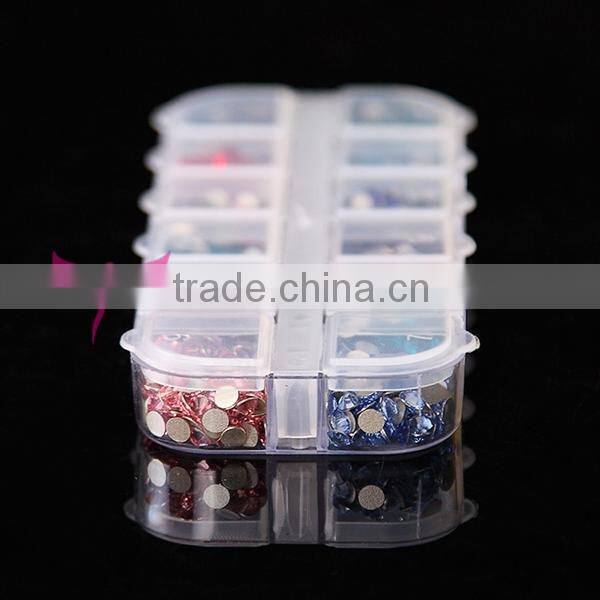 2015 Manicure nail jewellery box,hot Nail Art Rhinestone Box 12 Compartment