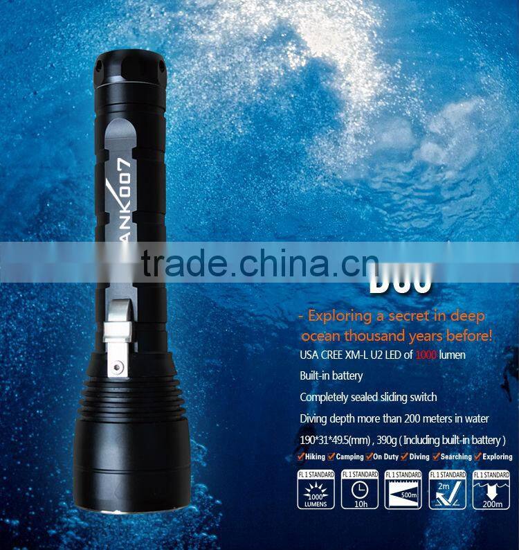 diving torch led CREE U2 under water 200m TANK007 D60