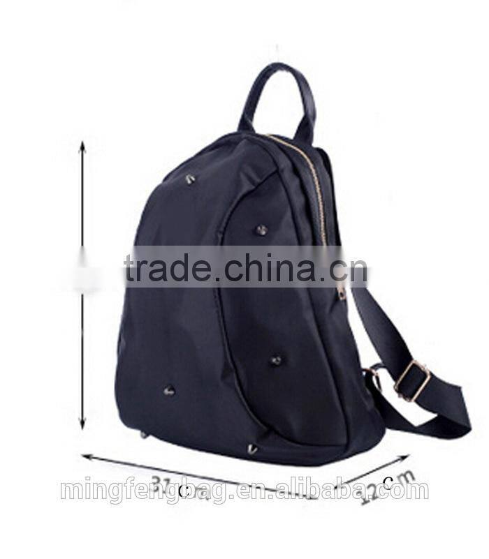Custom Fashionable Black Canvas Tote and Shoulders Girls Backpack Bag