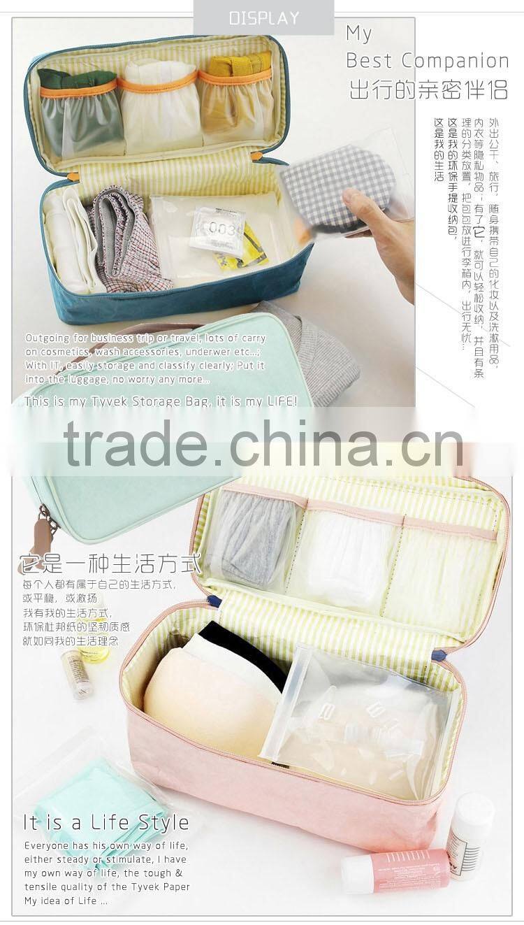 Custom Makeup Travel Promotional Fashion Tyvek Paper Cosmetic Bags make up brushes bag