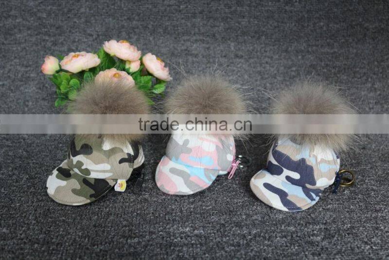 fashion quality canvas fur pompom small cap shape custom coin purse
