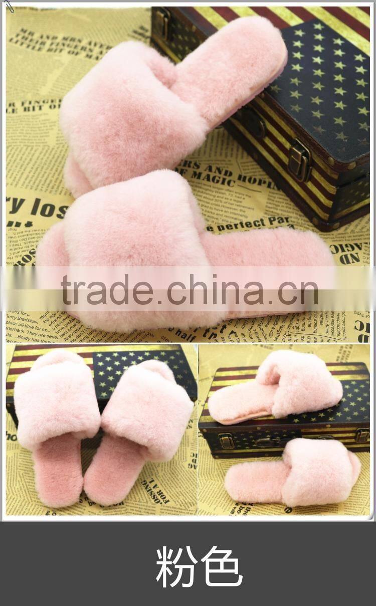 Wholesale Fashion Genuine rex rabbit Fur Slap on Real Fur Trim Shoes