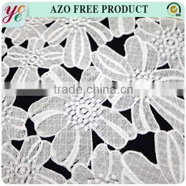 leaf 2015 new desgn Chemical 100 polyester embroidery lace fabric
