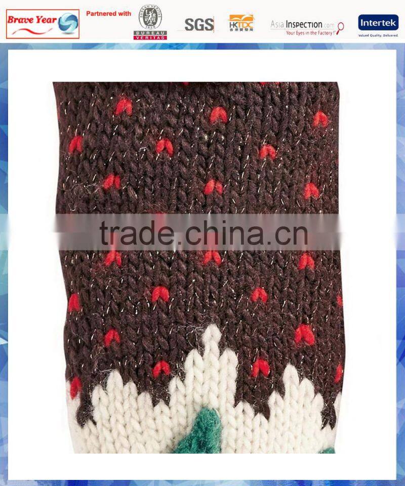 100% acrylic women christmas pudding knitting mittens