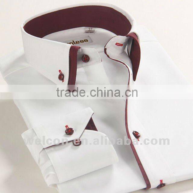 100% cotton stylish Italian style long sleeve latest design fashion business dress white men's brand shirt