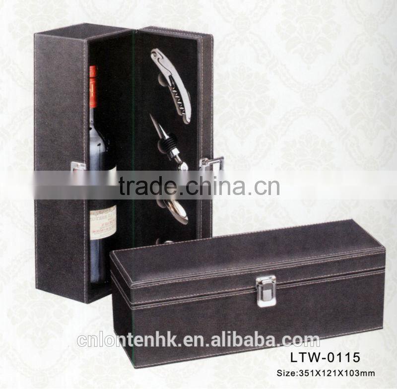 Premium leather custom wooden wine gift boxes