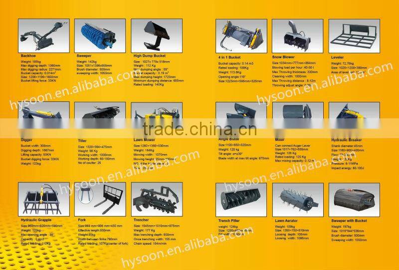 CE approved quick attach mini skid steer loader attachments