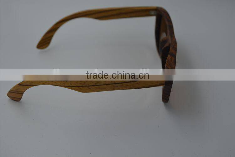 2015 OEM Zebra Wood Factory Price Custom Wooden Frames Sunglasses Handmad Wood Sunglasses Polarzied Lense