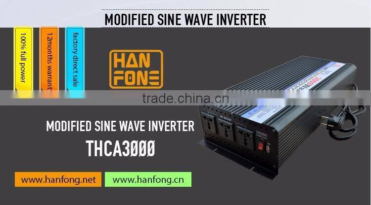 Modified sine wave 3000W charging power inverter dc to ac with UPS