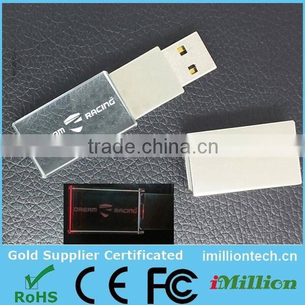 Top selling crystal glass USB Flash Drive 8gb usb flash drive for gift with custom with laser logo inside