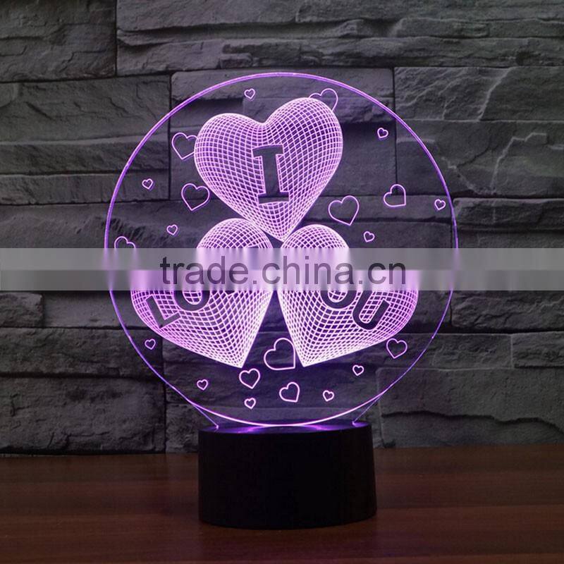 Creative I Love You Sculpture Vision 3D Night Light 7 Colors Light Flashing LED Night Light Wedding Decoration