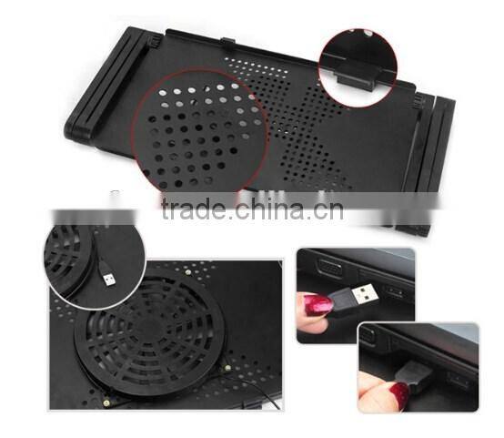 Portable folding multipurpose laptop stand with cooler fan ,adjustable laptop desk cooler stand