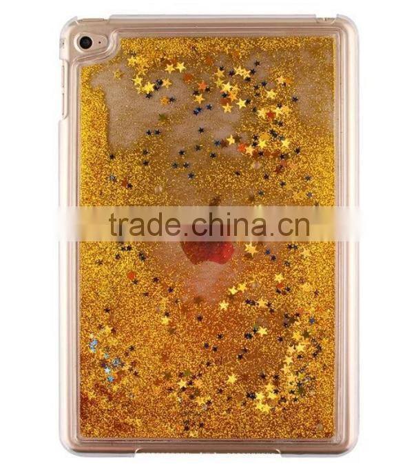 Hard plastic bling bling flowing sand tabet case for ipad mini, for mini ipad 4 cover case sparkling quicksand design