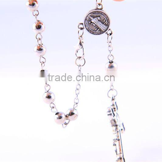 Jerusalem Round Silver Bead Catholic Rosary